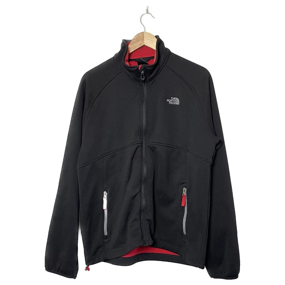 The North Face TKA Stealth L Waffle Knit Fleece Lined Jacket Black Red